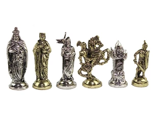 Crusaders Metal Chess Pieces Nickel & Brass 3.8 Inch - Picture 1 of 1
