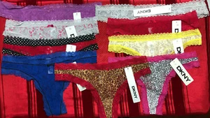 DKNY SIGNATURE LACE THONG PANTY CHOOSE YOUR COLOR AND SIZE S, M, L,XL NEW - Picture 1 of 28