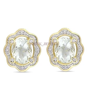 Natural White Topaz Gemstone with Gold Plated 925 Sterling Silver Cufflink #2631 - Picture 1 of 3
