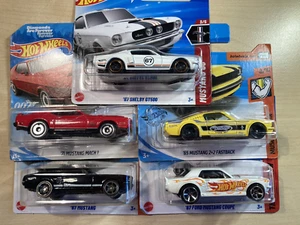 Hot wheels bundle x 5 1960's American muscle cars Ford Mustangs new on cards - Picture 1 of 12
