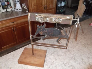 Vintage James Leonard 1997 Steel Kinetic Sculpture Folk Art Cat - Picture 1 of 11