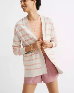 Madewell Bradley Cardigan Sweater Textured Stripe Heather Oat Women's Size Small - Picture 1 of 7
