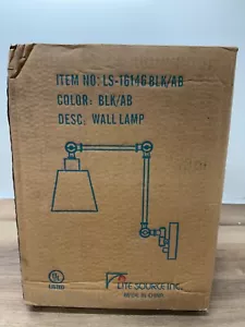 Lite Source LS-16146BLK/AB Norco 31-1/2" Tall Wall Sconce, Black/Antique Brass - Picture 1 of 4