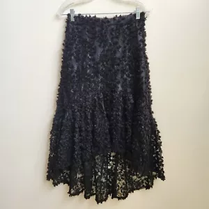 Zara Skirt Womens S Black Knotted Fringe on Mesh High Low Whimsigoth Edgy Grunge - Picture 1 of 18