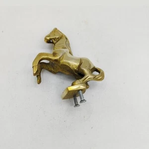 Stallion Bonnet Hood Radiator Mascot Ornament Brass Metal - Foto 1 di 4