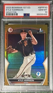 Kyle Harrison /50 Gold Foil PSA 10 2023 1st Bowman 1st Ed Giants Rookie Pop 1 - Picture 1 of 3