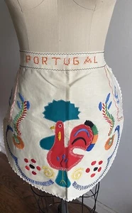 Portugal Folk Art Apron Red Rooster Applique Ric Rac Embroidered Colorful New - Picture 1 of 6