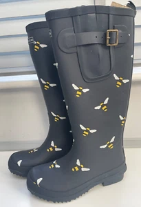 BRIERS Bee Navy Gummistiefel Stiefel UK 4 5 6 7 8 Damen lang wasserdicht Garten Outdoor - Bild 1 von 9