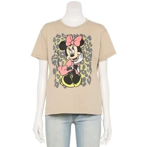 Disney's Minnie Mouse Juniors' Minnie Pose Leopard Graphic Tee Size Small NWT - Picture 1 of 5
