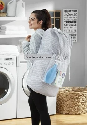 Полосатый рюкзак Mainstays сумка для стирки белья с сетчатыми карманами 32 X 15 X 11 - Изображение 1 из 4