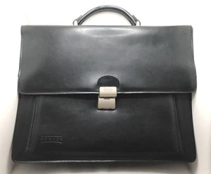 Texier Leather Messenger Briefcase Laptop Satchel Bag Black Top Handle - Imagen 1 de 7