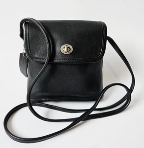 Bandolera Coach Tango Vintage Cuero Negro Níquel 9049 - Imagen 1 de 14