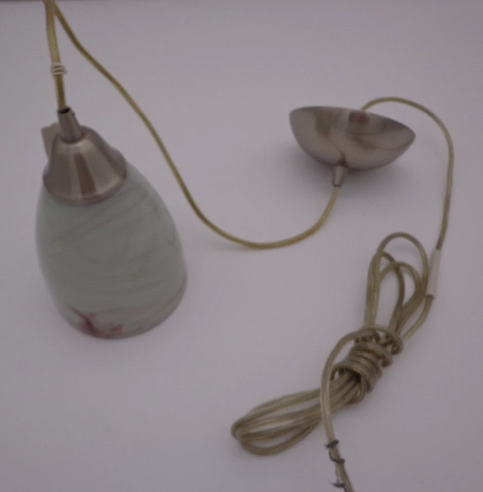 Colgante Alce Lighting Pierra 1 luz níquel cepillado crema lila remolino vidrio Foto 1 de 4