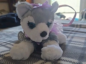 Poochie & Co Plush Puppy Dog Girl's Purse tote clutch Purple Husky sequins Bag - Picture 1 of 3