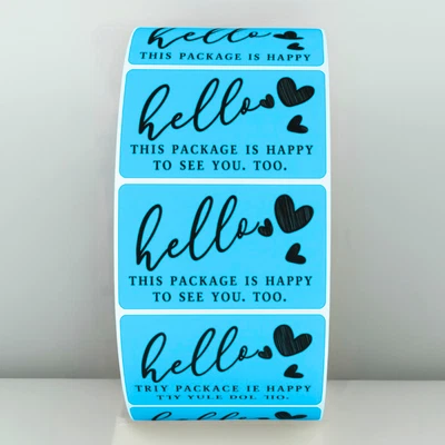 STICKERAFT Cute sticker hello this package is happy to see you too sticker label for shops