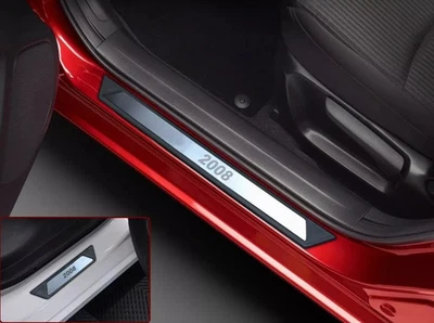 Cubierta de placa de moldura de umbral de puerta cromada para Peugeot 2008 protector contra arañazos 4 piezas Foto 1 de 4