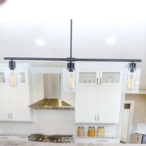 LWYTJO 3 Lights Black Pendant Lighting Kitchen Island Modern Farmhouse D0068-3 - Picture 1 of 8