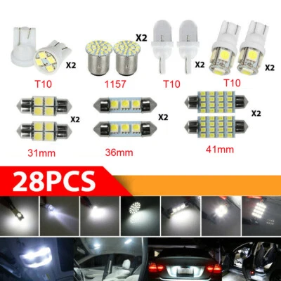 28Pcs Car Interior LED Lights Bulbs Kit For Dome License Plate Lamp Accessories - Image 1 of 4