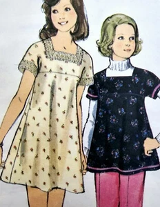 1970s Empire Square Neck Dress Tunic Pants Style 4604 Sewing Pattern - Picture 1 of 3