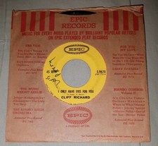 Cliff Richard 45 I'm the Lonely One / I Only Have Eyes For You Epic 5-9670 vg+