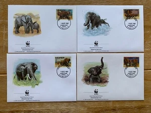 UGANDA 1983 FDC x 4 WWF ELEPHANT 02 - Picture 1 of 1