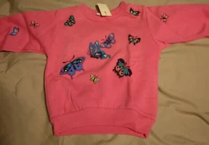 Kids 12 Months Sweatshirt Pink with Butterflies Fabric fiber Print 991926 - Picture 1 of 2