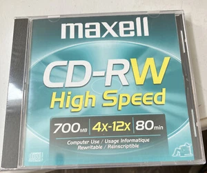 Maxell CD-RW wiederbeschreibbare Medien 700MB High Speed 4x-12x versiegelt alter Lagerbestand neu - Bild 1 von 2