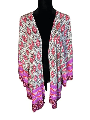 Umgee SZ 1XL/2XL pink purple duster jacket cover up open front 36” long New (V1) - Image 1 of 4
