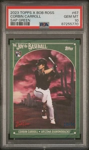 2023 Topps X Bob Ross The Joy of Baseball Corbin Carroll SAP GREEN /75 PSA 10 RC - Picture 1 of 2