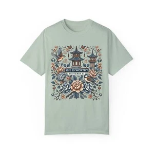 She Is Worthy shirt Gift for Women, comfort colors tee, chanoiserie design - Picture 1 of 41