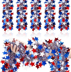 2 Pcs 80 Feet Memorial Day Patriotic Garland Decoration 4Th of July Red White Bl - Picture 1 of 12
