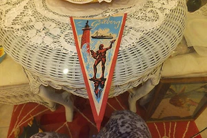 Mid Century 60er Jahre Wimpel Flagge Leinen Göteborg schöner Zustand 121/2 x 7  - Bild 1 von 12