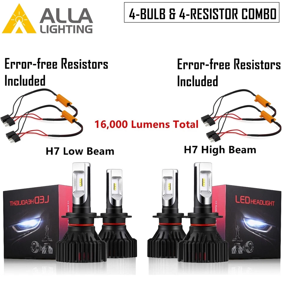 Alla Lighting LED High Low Beam Headlight Headlamp Bulbs Light Lamp, Xenon White - Image 1 of 4