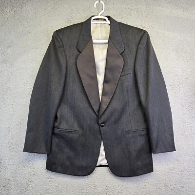 Pierre Cardin Tuxedo Men’s 42 Long Gray Satin Trim Sports Coat READ Suit Jacket - Image 1 of 4