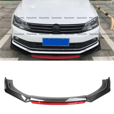 For Volkswagen CC Universal Front Bumper Lip Spoiler Splitter Carbon Fiber Red Foto 1 de 4