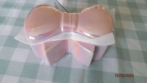 Pink Iridescent Ceramic Bow Trinket Box--Brand New - Picture 1 of 1