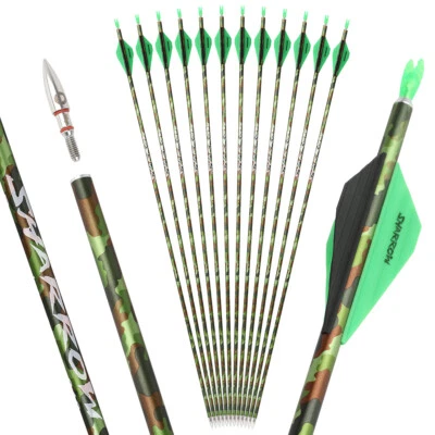 6/12 X 30'' Archery Arrow Pure Carbon Spine 340 ID6.2mm Bow Hunting Shooting - Image 1 of 4