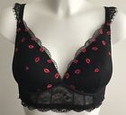 M&S Kalina Embroidery Non Wired Plunge Bra Black with Red Trim