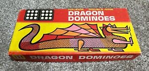 Vintage Halsam Double Nine Dragon Dominoes Set Of 55 With Box & Instructs #920