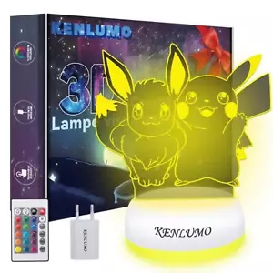 Meilleur Lampe de Chevet LED Pikachu Noël Enfant avec Télécommande - Foto 1 di 4