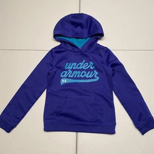 Under Armour Youth XS Sweatshirt Purple ColdGear Logo Hoodie Polyester - Picture 1 of 11