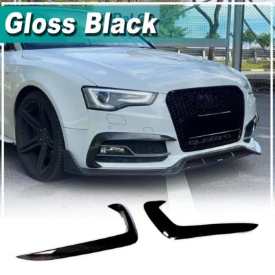 Aletas divisorias de ventilación de aire de fibra negra brillante para Audi A5 Sline S5 12-16 Foto 1 de 4