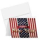 2024 Happy New Year – Patriotic American Flag Holiday Greeting Cards (25 Qty)