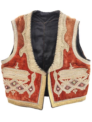 Vintage 1940s Afghan Best Jacket Or Yelek, Hand Embroidered, For Children - Image 1 of 4