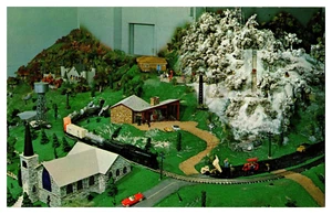 Cartolina PA Pennsylvania Strasburg Choo Choo Barn modello in scala del comprensorio sciistico Denton - Foto 1 di 2