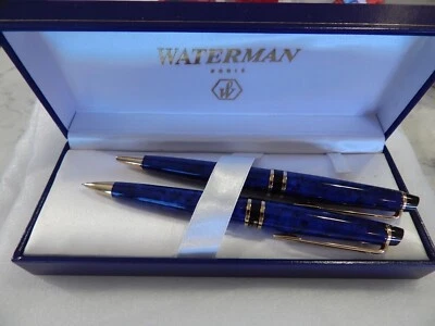 Waterman Expert II Set Francia Bolígrafo Azul y Dorado y Lápiz 0.5 Nuevo En Caja Foto 1 de 3