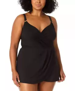 Anne Cole Plus Size Adjustable Surplice Swimdress - Picture 1 of 4