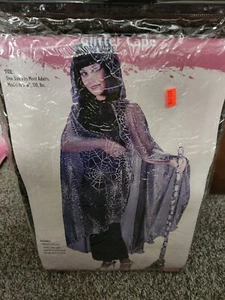 Halloween Costume Adult Spiderweb Glitter Cape 60" Long One Size - Picture 1 of 7