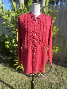 Lauren Ralph Lauren 100% Leinen rot Knopfleiste Langarm Tunika Top Gr. 1XL - Bild 1 von 7