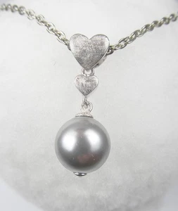 1 Cuore Ciondolo Con Orecchini Chiusura a Farfalla Argento 925er Perle Cristallo - Picture 1 of 1